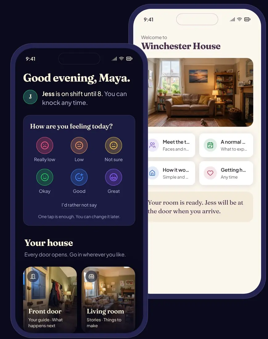 Two screens from the OKAYiT app for young people.